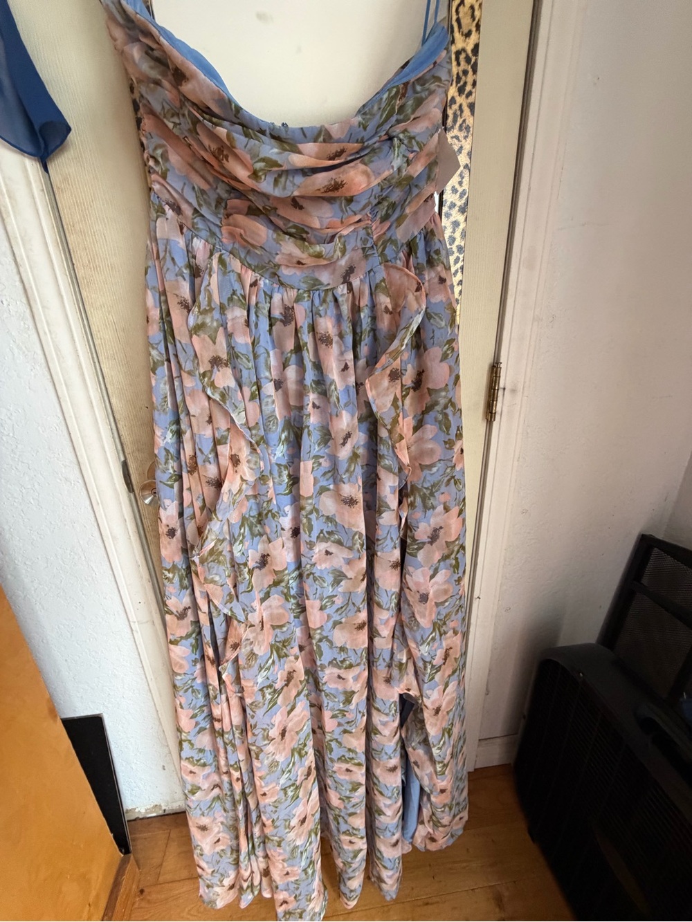 Fashion Nova Floral tube top Maxi Dress in Blush & Light Blue
